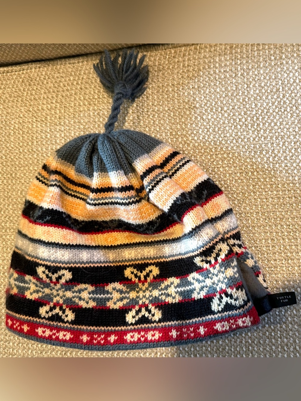 Turtle Fur Wool Knit Cap Hat Fleece lined.